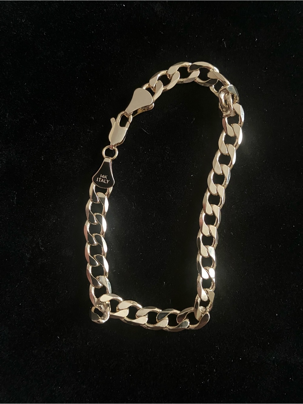 14K Yellow Gold Bonded Curb Bracelet 7.75”